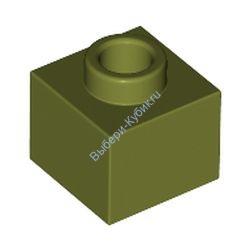 Деталь Лего Кубик Модифицированный 1 х 1 х 2/3 С Открытым Штырьком Цвет Оливковый Зеленый