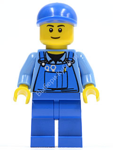 Минифигурка Лего Сити - Рабочий, инструменты в кармане