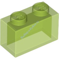 Деталь Лего Кубик 1 х 2 Без Нижних Креплений Цвет Прозрачно-Ярко-Зеленый