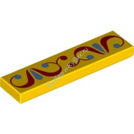 Деталь Лего Плитка1 х 4 С Рисунком Цвет Желтый