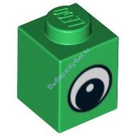 Деталь Лего Кубик С Рисунком 1 х 1 Глаз Цвет Зеленый