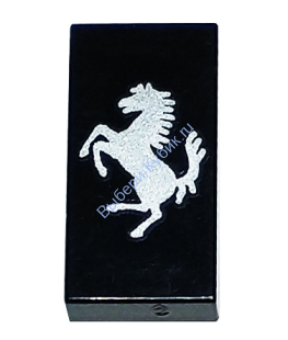 Деталь Лего Плитка 1 X 2 С Рисунком Ferrari Серебряная Лошадь Цвет Черный