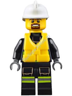 Fire - Reflective Stripes with Utility Belt and Flashlight, Life Preserver, White Fire Helmet, Brown Moustache and Goatee