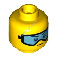 Деталь Лего Голова с голубыми лыжными очками Цвет Желтый