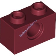 Деталь Лего Техник Кубик 1 х 2 С Отверстием Цвет Темно-Красный