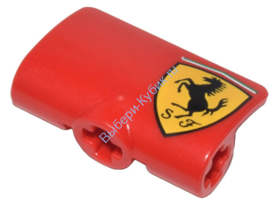 Деталь Лего Техник Панель Изогнутая 2 x 3 x 1 С Рисунком "Ferrari" Черная Лошадь Слева Цвет Красный