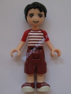 Friends Nate, Dark Red Cropped Trousers Large Pockets, Red and White Striped Shirt