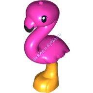 Деталь Лего Фламинго С Черным Клювом И Ногой Ярко-Желтого Цвет Темно-Розовый