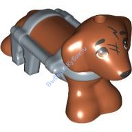 Деталь Лего Собака Такса На Песочно-Голубой Инвалидной Повозке БЕЗ КОЛЕС Цвет Темно-Оранжевый