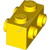 Деталь Лего Кубик Модифицированный 1 х 2 С Штырьками С Двух Сторон Цвет Желтый