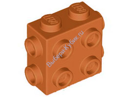 Деталь Лего Кубик Модифицированный 1 х 2 х 1 С Штырьками На 3 Сторонах Цвет Темно-Оранжевый