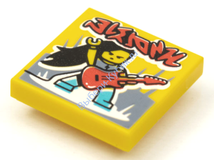 Деталь Лего Плитка 2 х 2 С Рисунком Цвет Желтый
