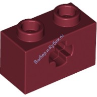 Деталь Лего Техник Кубик 1 х 2 С Отверстием Под Ось Цвет Темно-Красный