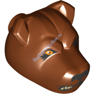 Деталь Лего Голова собаки с черным носом ярко-светло-оранжевым закрытым глазом полузакрытым рычащим ртом Цвет Коричневый