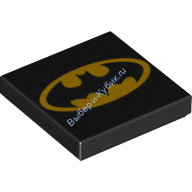 Деталь Лего Плитка 2 х 2 с Овальным Логотипом Бэтмена Цвет Черный