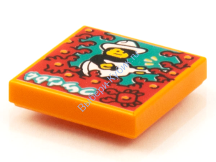 Деталь Лего Плитка 2 х 2 С Рисунком Цвет Оранжевый