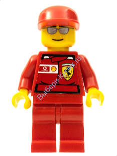 Минифигурка Лего  - Инженер Ferrari Формулы-1 - с наклейками на туловище 