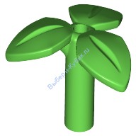 Деталь Аналог Совместимый С Лего Стебель Растения С 3 Листьями Цвет Ярко-Зеленый 