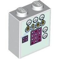 Деталь Лего Кубик С Рисунком 1 х 2 х 2 Панель Управления Цвет Белый