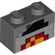 Деталь Лего Кубик 1 х 2 С Декором Цвет Темно-Серый