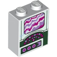Деталь Лего Кубик С Рисунком 1 х 2 х 2 Монитор и Переключатели Цвет Белый