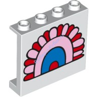 Деталь Лего Панель 1 х 4 х 3 С Боковыми Усилителями - Полые Штырьки С Рисунком Цвет Белый