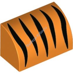 Деталь Лего Кубик Модифицированный 1 х 2 х 1 Без Штырьков С Закругленным Верхом С Рисунком Цвет Оранжевый