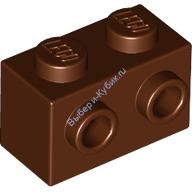 Деталь Лего Кубик Модифицированный 1 х 2 С Штырьками На Стороне Цвет Коричневый