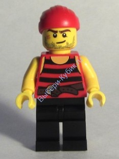 Pirate 6 - Black and Red Stripes, Black Legs, Scar