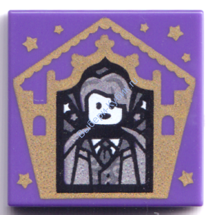Деталь Лего Плитка 2 х 2 С Декором Гарри Поттер Шоколадная Лягушка Гилдерой Локхарт Цвет Темно-Фиолетовый