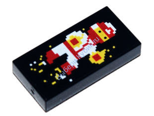 Деталь Лего Плитка 1 х 2 С Рисунком Цвет Черный