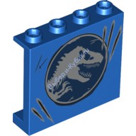 Деталь Лего Панель 1 х 4 х 3 С Боковыми Усилителями - Полые Штырьки С Рисунком Цвет Синий