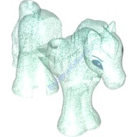 Деталь Лего Лошадь с вырезом 1 x 1 с серебряными глазами Цвет Прозрачно-Голубой Сатин
