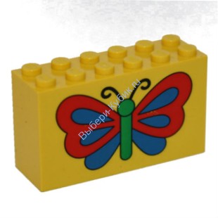 Деталь Лего Кубик С Рисунком 2 х 6 х 3 Цвет Желтый