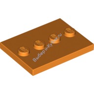 Деталь Лего Плитка Модифицированная 3 х 4 С 4 Штырьками По Центру Цвет Оранжевый