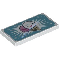 Деталь Лего Плитка 2 х 4 С Рисунком Мороженого Цвет Белый