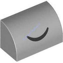 Деталь Лего Кубик Модифицированный 1 х 2 х 1 Без Штырьков С Закругленным Верхом С Рисунком Цвет Светло-Серый