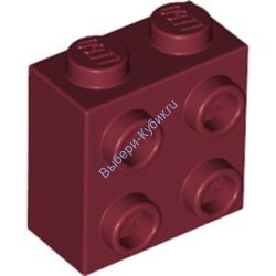 Деталь Лего Кубик Модифицированный 1 x 2 x 1 2/3 С Штырьками На Стороне Цвет Темно-Красный