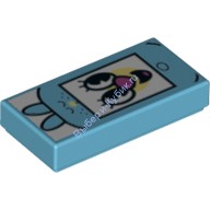 Деталь Лего Плитка 1 х 2 с Смартфон Цвет Умеренно-Лазурный