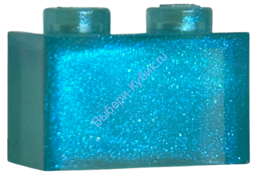 Деталь Лего Кубик 1 х 2 Без Нижних Креплений Цвет Прозрачно-Голубой-Сатин