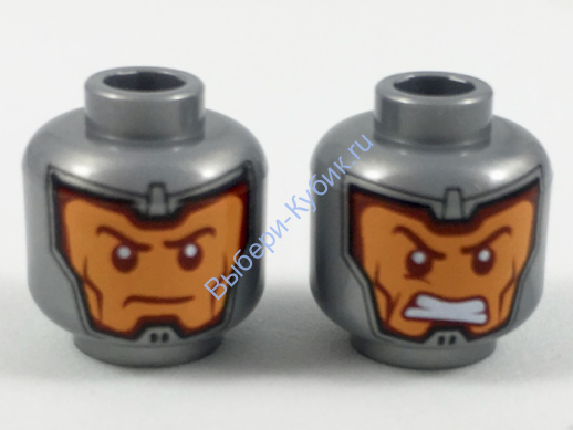 Деталь Лего Голова Минифигурки Двусторонняя Цвет Перламутрово-Светло-Серый