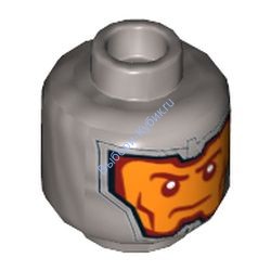 Деталь Лего Голова Минифигурки Двусторонняя Цвет Перламутрово-Светло-Серый