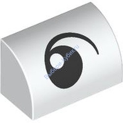 Деталь Лего Кубик Модифицированный 1 х 2 х 1 Без Штырьков С Закругленным Верхом С Рисунком Цвет Белый