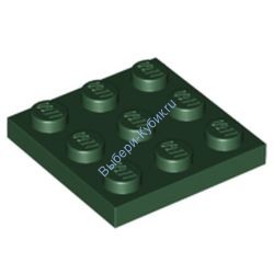 Деталь Лего Пластина 3 х 3 Цвет Темно-Зеленый