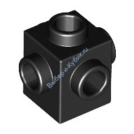 Деталь Лего Кубик Модифицированный 1 х 1 С Штырьками С 4 Сторон Цвет Черный