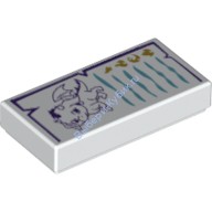 Деталь Лего Плитка 1 х 2 Рисунок Детеныша Дракона и Надписи Цвет Белый