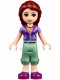 Friends Joy, Sand Green Cropped Trousers, Lavender and Dark Purple Vest Top over Bright Light Orange Shirt