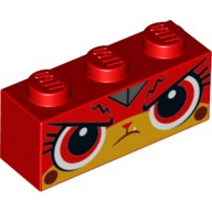 Деталь Лего Кубик С Рисунком 1 х 3  Мордочкой Кошки Цвет Красный
