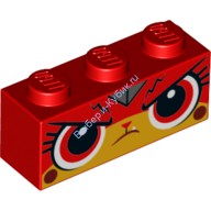 Деталь Лего Кубик С Рисунком 1 х 3 Мордочкой Кошки Цвет Красный