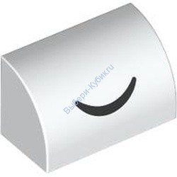 Деталь Лего Кубик Модифицированный 1 х 2 х 1 Без Штырьков С Закругленным Верхом С Рисунком Цвет Белый